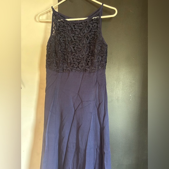 Vintage 90's Jessica McClintock Blue Crochet Maxi Party Prom Dress Size 8 - Picture 2 of 11